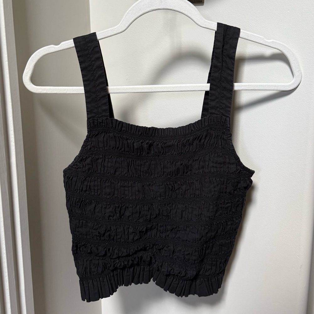 Everlane Black Smocked Tank Top